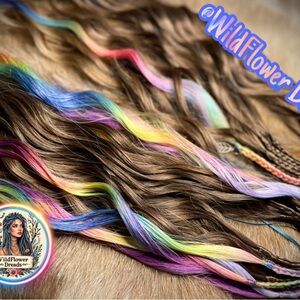 Synthetic Dread Extensions• Brown & rainbow Anna waves with braided middle